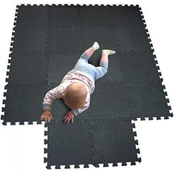 MQIAOHAM Interlocking Espuma Suave Floor Mats EVA Puzzle Tiles Piso Protector Set Protector de Piso Surface Protection Underlay Mat para Sports Exercise Gym Fitness Sótano Garage Workshop Negro 104