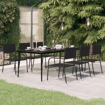 vidaXL Black Steel and Glass Garden Dining Table 78.7x39.4x29.1