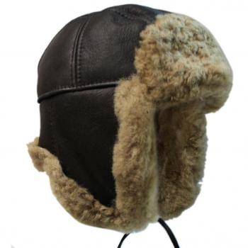 Infinity Leather B3 Brown Ginger RAF Sheepskin Men's Flying Hat Size M