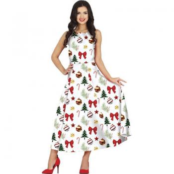Guirma Disfraz de Vestido Navidades Blanco Largo para mujer