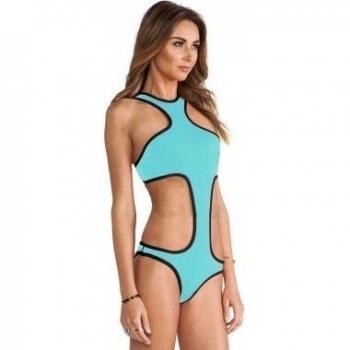 Nuevas señoras azul Racer estilo una pieza trajes de baño Monokini Beachwear Swimsuit tamaño M 10
