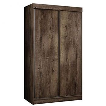 Armario Dover 104, Fresno Oscuro, 200x100x62cm, Puertas Correderas, Iluminación LED, 5 Estantes