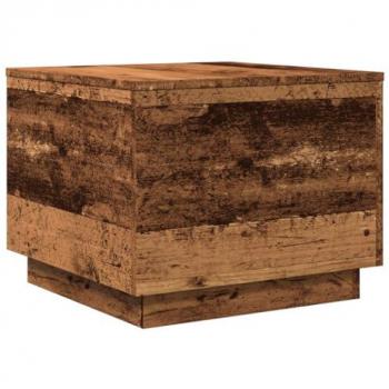 Mesa de centro con luces LED madera envejecida 50x50x40 cm