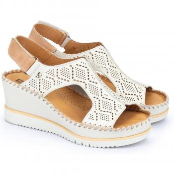 Sandalias de cuña de piel para mujer - Modelo W3Z-1775C1 Color Blanco