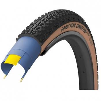 Cubierta Goodyear Connector Ultimate Tubeless 700c x 50, 120 TPI, tipo gravel, color negro/marrón, lista para tubeless