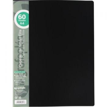 Carpeta 60 fundas elite A4 opaco color negro polipropileno