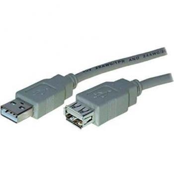 Cable USB S-Conn USB 2.0 de 1.8 metros con Conectores Macho/Hembra USB A en Color Gris