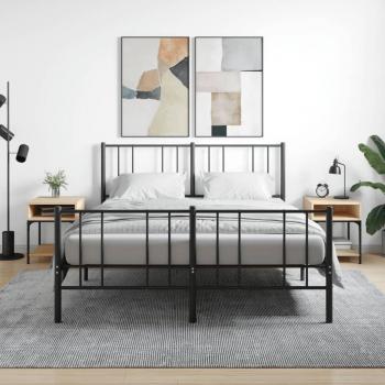 Mesita de noche 2 unidades madera ingeniería 40x41x50 cm Negro, Roble Sonoma, Roble ahumado - Mesitas habitación mesitas de noche dormitorio para Salón, Estudio, Mesa Auxiliar