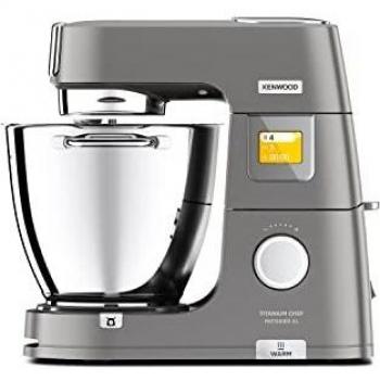Kenwood Titanium Chef Patissier XL 1400W - Batidora Planetaria con Bowl EasyWarm de 7L y Balancia Integrada, Color Plata