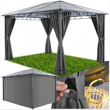 Carpa de Jardín Caracas 3x4m - Estructura de Aluminio, Techo de Policarbonato, Resistente a la Intemperie, Incluye 8 Piquetas