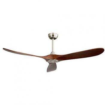 TODOLAMPARA - Ventilador de techo motor DC modelo MARIN Níquel, 3 aspas Roble, 5 velocidades, control remoto, temporizador, silencioso y bajo consumo, modo invierno-verano, tamaño grande