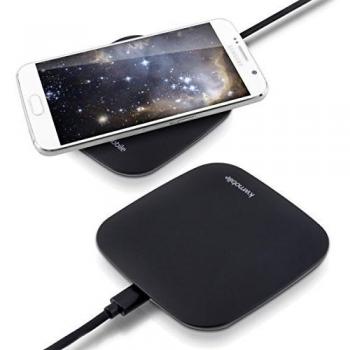 kwmobile cargador 10W Qi inalámbrico en negro para cualquier dispositivo compatible con el sistema Qi; como Samsung Nokia HTC LG Google Apple