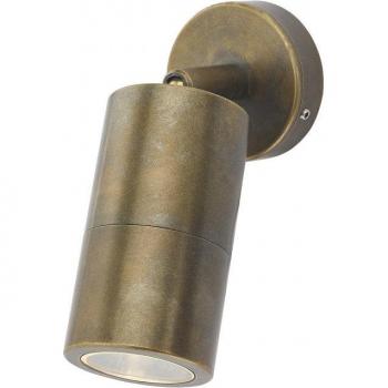 Foco Aplique Ortega de Latón Envejecido con Cristal, 1 Bombilla GU10, Dimensiones 16cm, IP65