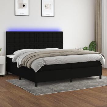 Colchón de cama box spring con muelles y tela LED negra 200x200cm