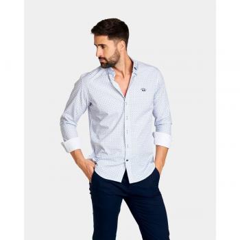 CAMISA DE HOMBRE POPELIN SLIM ESTAMPADO FANTASIA HOJAS MULTICOLOR