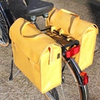 FastRider - Alforjas para bicicleta, aspecto de ratán, 39 x 37 x 16 cm, color marrón