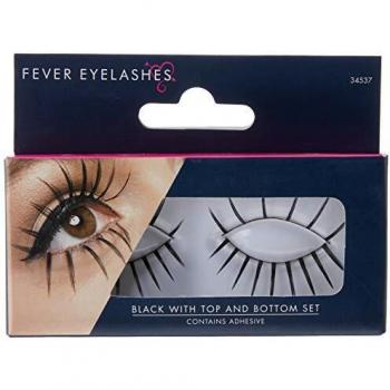 Smiffys Dolly Eyelashes Top And Bottom Set - Black