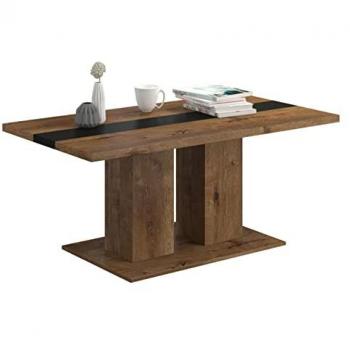 Mesa de café Tucson 147 Angular, Aglomerado Laminado, Negro y Lefkas Roble, 110 x 60 x 53 cm