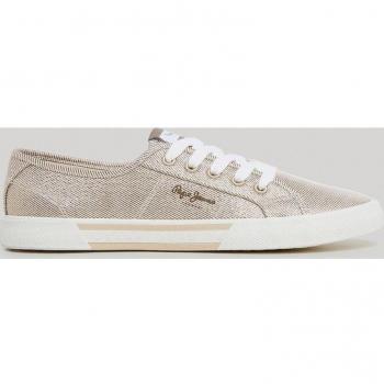 Pepe Jeans Zapatillas Oro Brady Party con Detalles Metalizados y Suela Plana