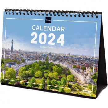 Finocam - Calendario Sobremesa 2024 Internacional Parques Enero-Diciembre Multilingüe 210x150mm