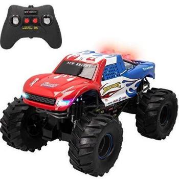 New Bright - Coche teledirigido, Monster Truck, Coches teledirigidos para niños, Juguetes para niños 8 años, Coches rc, RC 4x4 con radiocontrol, Coches con luz y sonido, Escala 1.10