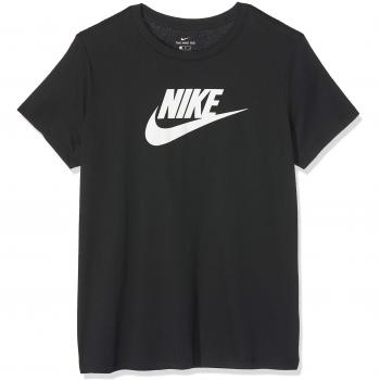 Nike W NSW tee ESSNTL Icon Futura T-Shirt, Mujer, Black/White, L