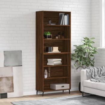 Aparador alto de madera multicapa de Roble Marrón 69,5x32,5x180 cm