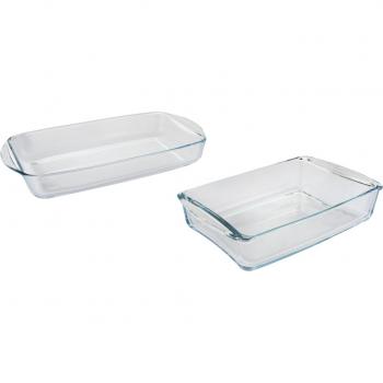 Set de 2 bandejas de cristal rectangular 1320 ml