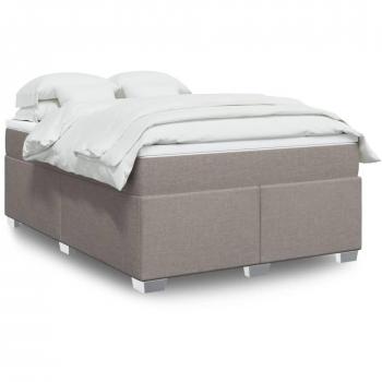 Cama box spring con colchón de tela taupe 140x190 cm