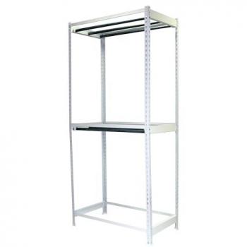 Estantería Metálica para Ropa Simonclothing Doble 3 Colgadores Blanca 3000x1200x750 con 3 Baldas