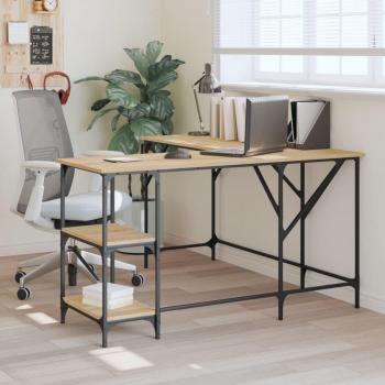 Escritorio de roble Sonoma 139x139x75 cm madera multicapa