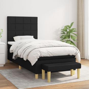 Bastidor de cama box spring con colchón negro 90x190 cm en tela