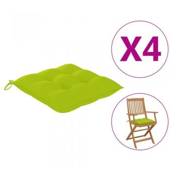 Cojines para silla 4 unidades verde intenso 40x40x7 cm de tela Oxford