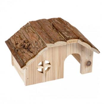 Caseta de Madera para Roedores Duvo - 28 X 18 X 16 Cm, Amplio Espacio y Diseño Natural, Color Madera