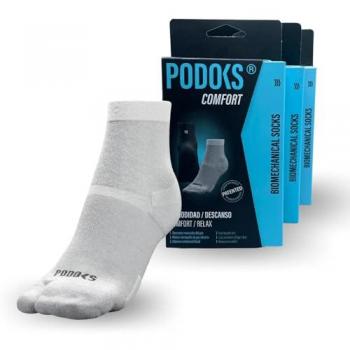 Calcetín Biomecánico Confort Podoks H3 Blanco para Profesionales con Compresión y Almohadillado