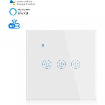 Interruptor Wifi Smarthome 3 pulsadores con compatibilidad para Amazon Alexa y Google Home