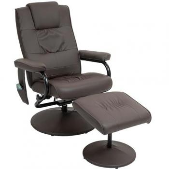 Sillón de Masaje Eléctrico Reclinable Homcom Marrón con 10 Puntos de Masaje y Reposapiés, Dimensiones 77 x 84 x 95 cm