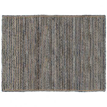 Alfombra 290 x 200 cm Natural Azul Algodón Yute