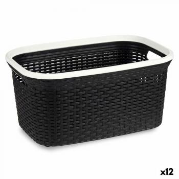 Cesto para la Ropa Kipit Blanco Negro Plástico 36 L - Dimensiones 36 x 25,5 x 53 cm, Ideal para Orden y Estilo en Tu Hogar