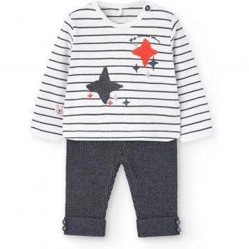 Conjunto de bebé niña Boboli con leggin de punto y camiseta de rayas