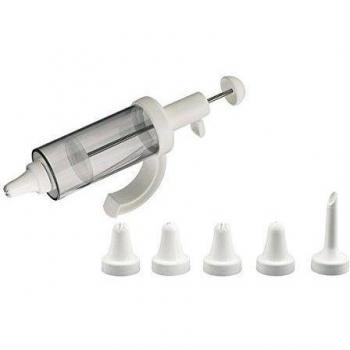 Westmark Jeringa para adornar y decorar buñuelos, Con 5 boquillas, Capacidad: 180 ml, Plástico/acero inoxidable, Transparente/blanco, 31162260