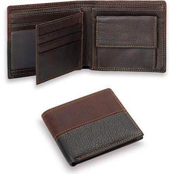 Carteras para Hombre Billetera para Hombre de Cuero auténtico con tecnologia de Bloqueo RFID. Diseño Delgado con 12 Ranuras. Cartera Plegable Regalo del día del Padre Regalo para Novio