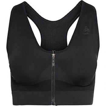 Sujetador de mujer Odlo Seamless High negro con diseño sin costuras, soporte alto, tejido transpirable y cómodo, ideal para actividades deportivas