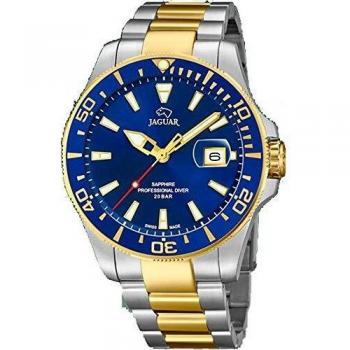 JAGUAR Reloj Modelo J863/C de la colección Executive, Caja de 43,5 mm Azul con Correa de Acero Bicolor para Caballero