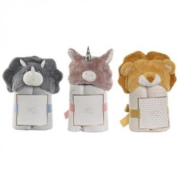 Manta Home ESPRIT Animales Poliéster 100 x 75 x 20 cm (3 Unidades)