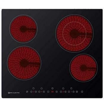 EAS ELECTRIC SMART TECHNOLOGY | Vitrocerámica 60 cm | EMCH200-4F| 4 zonas | Control táctil por zona | Zona doble 20cm | Bloqueo infantil | 9 niveles | Temporizador 99 min