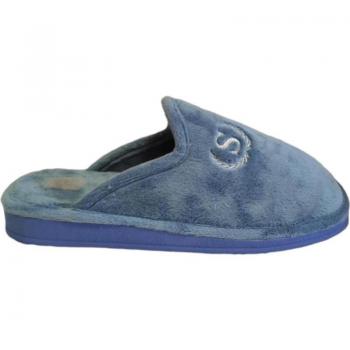 Zapatilla Casa Pelsu Destalonada Sotoalto con Logo Bordado, Cómoda y Suela Antideslizante para Mujer en Color Azul