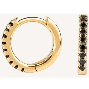 Pendientes Vidal & Vidal Aro G3418 con acabados en oro 18 Kt y circonitas negras