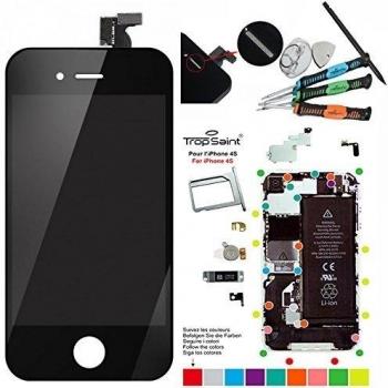 Trop Saint® Kit de Reparación para iPhone 4S Negro con Pantalla Retina de repuesto digitalizador de pantalla táctil + incluye herramientas