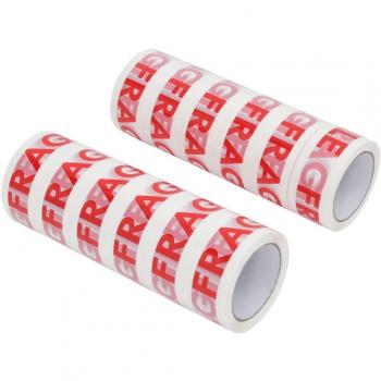 Cinta de embalaje 12 piezas letras FRÁGIL blanco 48 mm x 66 m